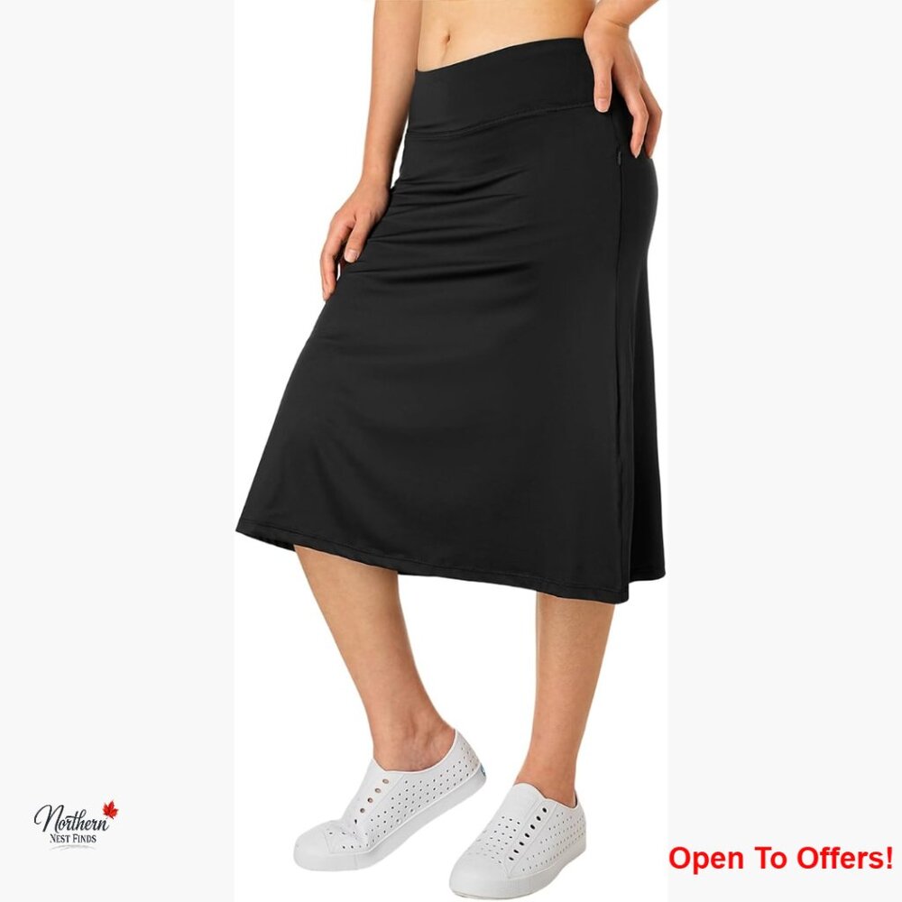 Polyester Spandex Midi Skorts with Zipper Pockets for Activewear